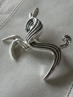 Vintage Emmons Art Deco Stylized Horse or Zebra Silver Tone Pin, Brooch